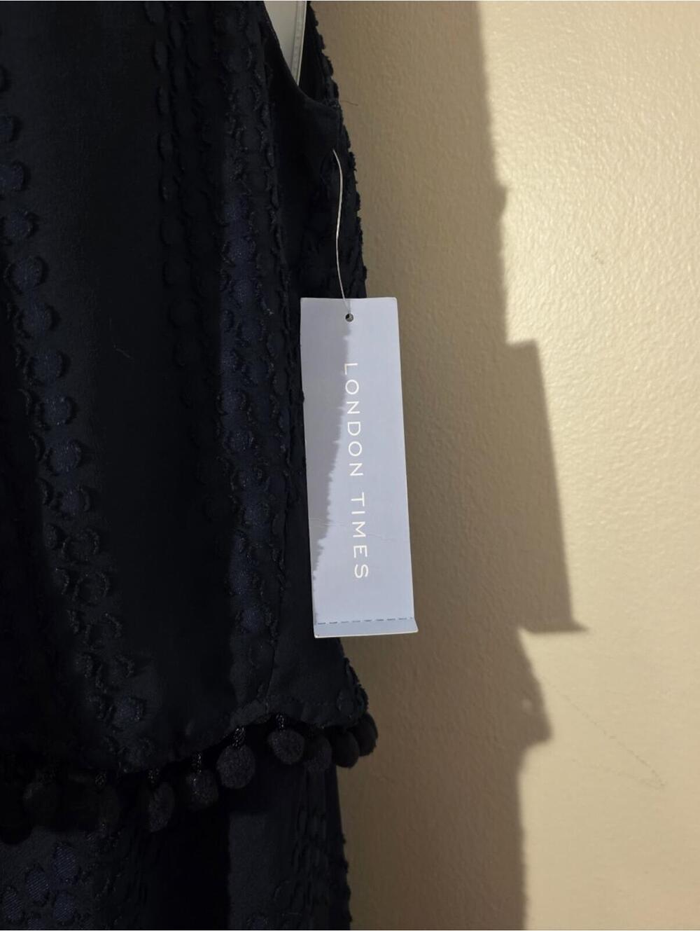 London Times Lagenlook Navy Asymmetrical Dress sz 10 - Picture 5 of 7